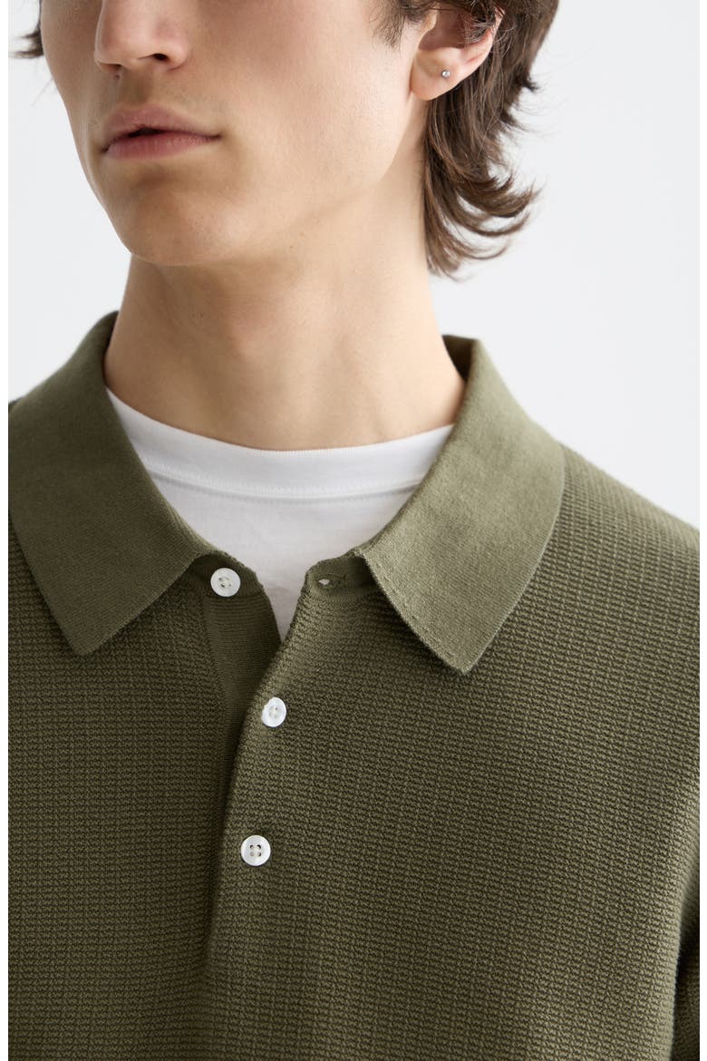 Structured Knit Cotton Polo, Alternate, color, OLIVE NIGHT