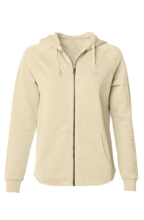 Bow Fleece Zip Hoodie
