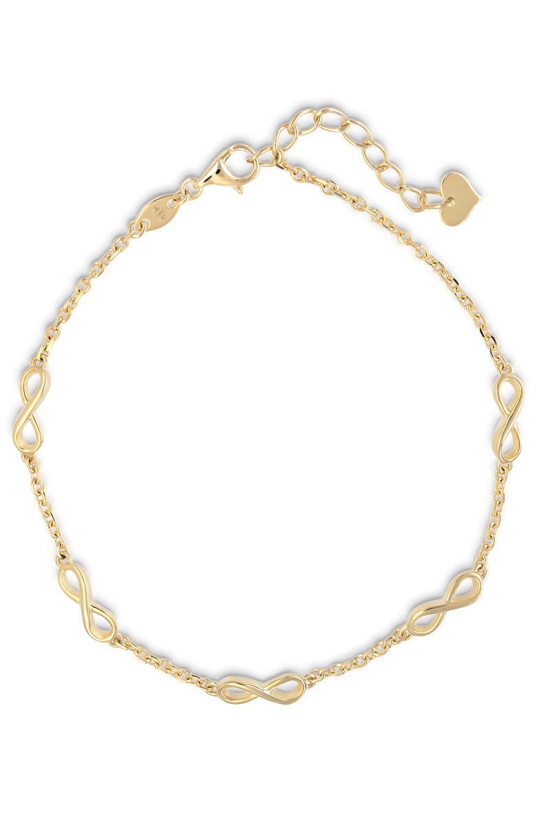 DEVATA Infinity Five-Charm Chain Bracelet in 14K Gold, Alternate, color, Yellow Gold