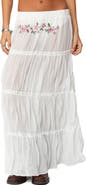 EDIKTED Tai Floral Embroidery Tiered Maxi Skirt