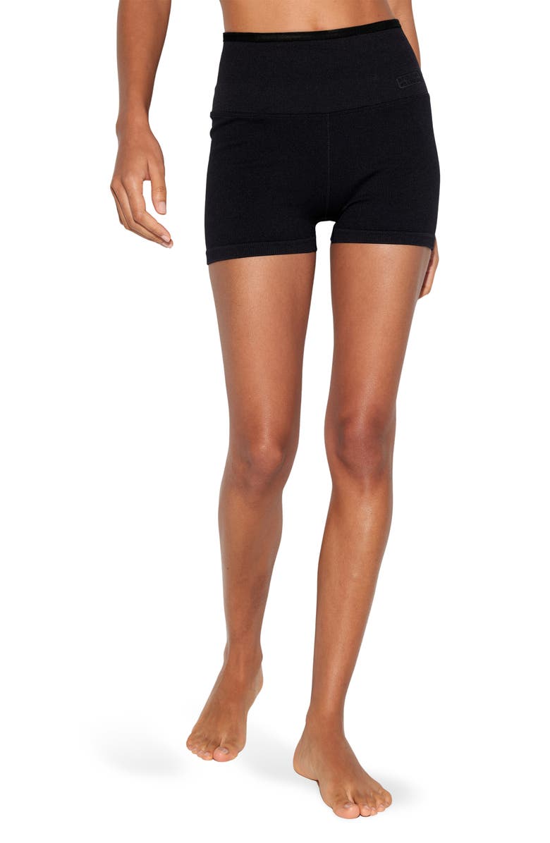 Spiritual Gangster Black Love 2 Shortie Shorts, Main, color, Black