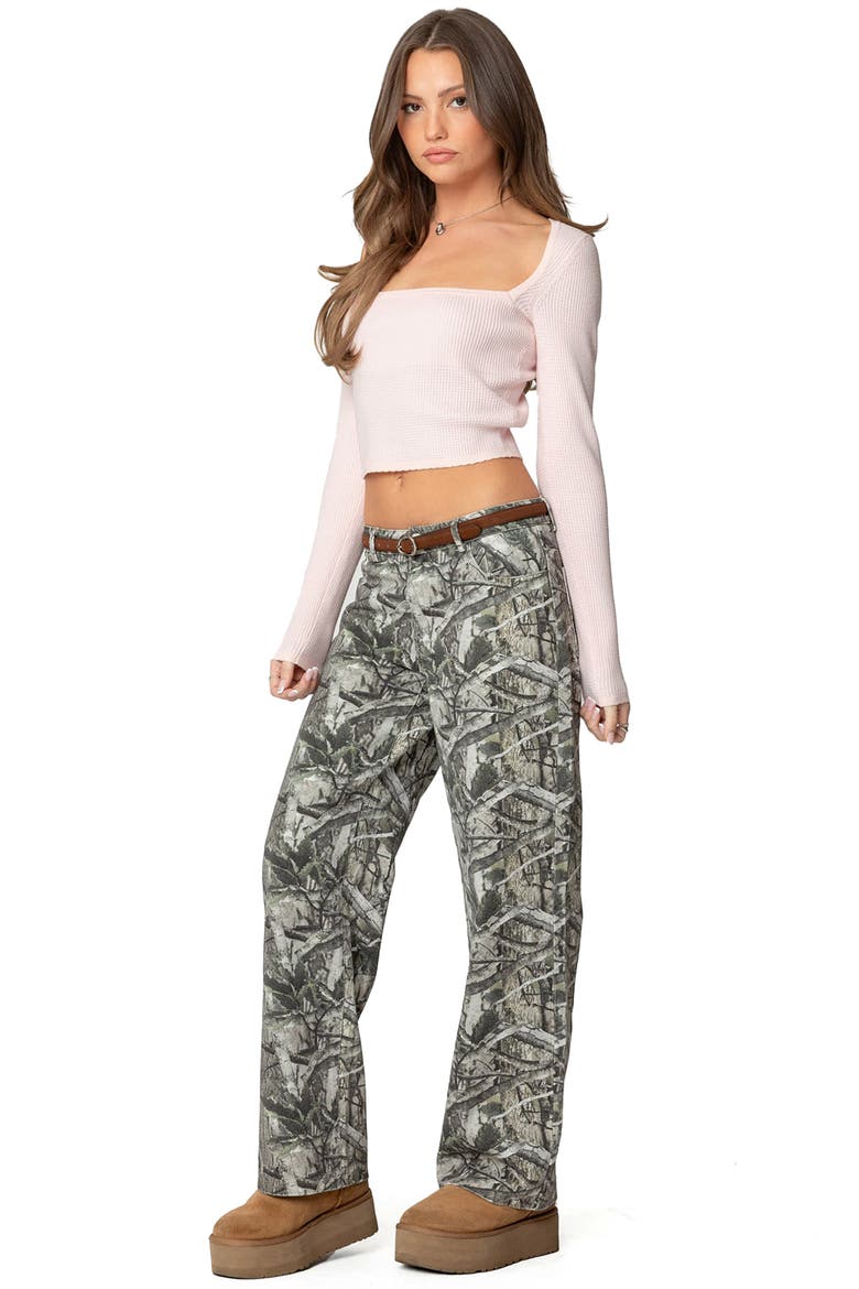 Square Neck Long Sleeve Crop Top, Alternate, color, LIGHT-PINK