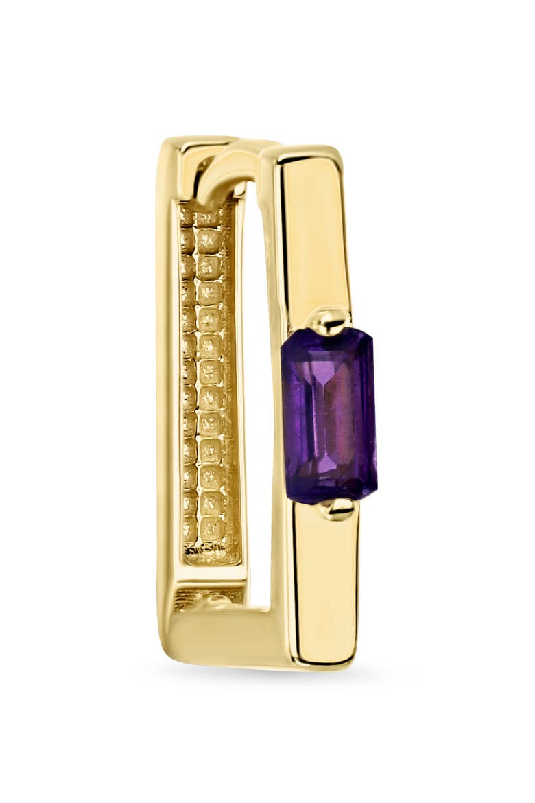 Baguette Stone Huggie Hoop Earrings, Alternate, color, 14KY