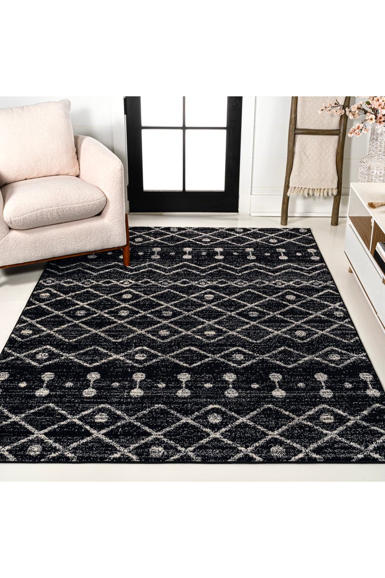 Aksil Moroccan Beni Souk Area Rug, Alternate, color, Black/Cream