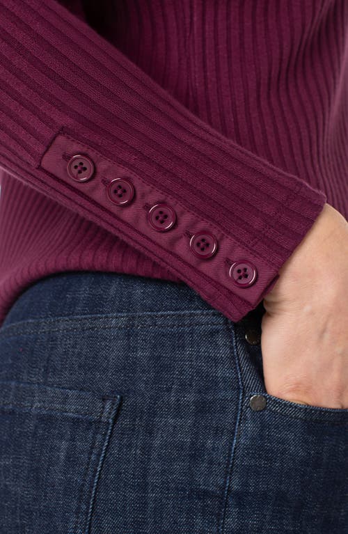 Liverpool Los Angeles Long Sleeve Mock Neck Rib Top In Purple