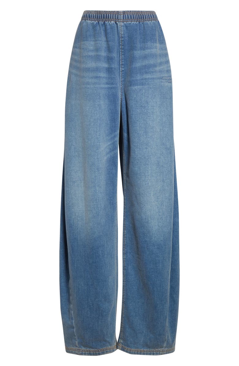 Alexander Wang Elastic Waist Brushed Denim Sweatpants, Alternate, color, Washed Light Blue