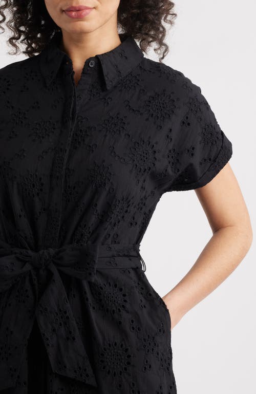 Caslonr Caslon(r) Eyelet Embroidery Cotton Shirtdress In Black
