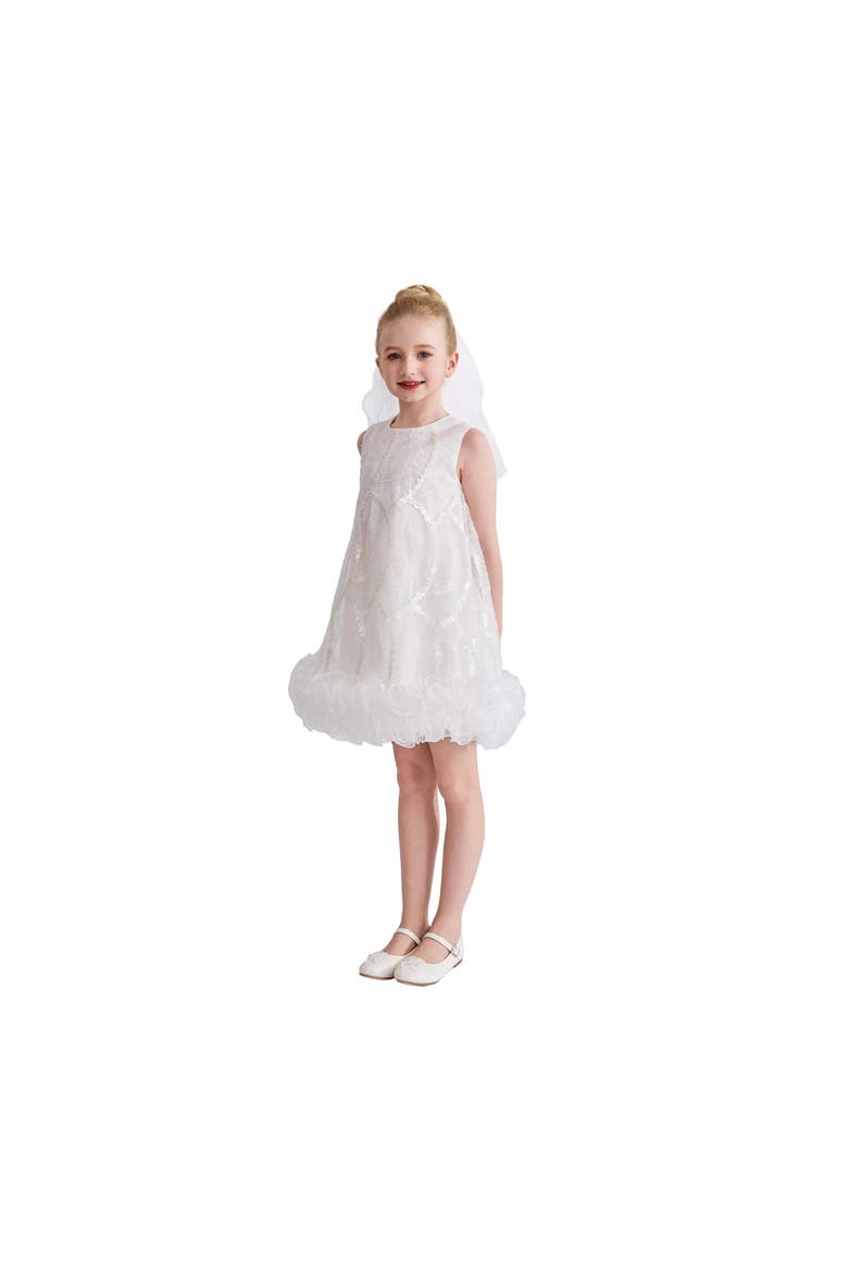 Quora Ruffle Sequin Dress, Alternate, color, White