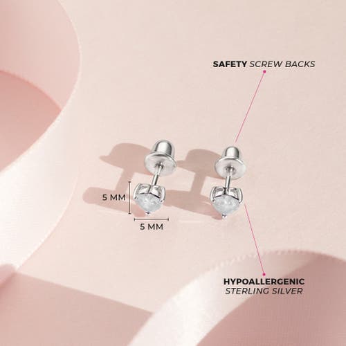In Season Jewelry Cubic Zirconia Birthstone Heart Solitaire Earrings In April
