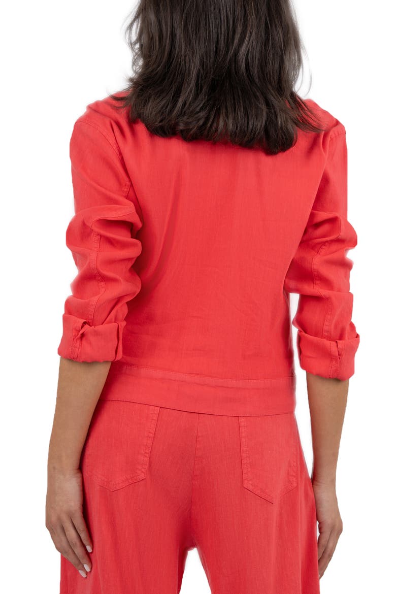 Julia Linen Blend Trucker Jacket, Alternate, color, WATERMELON