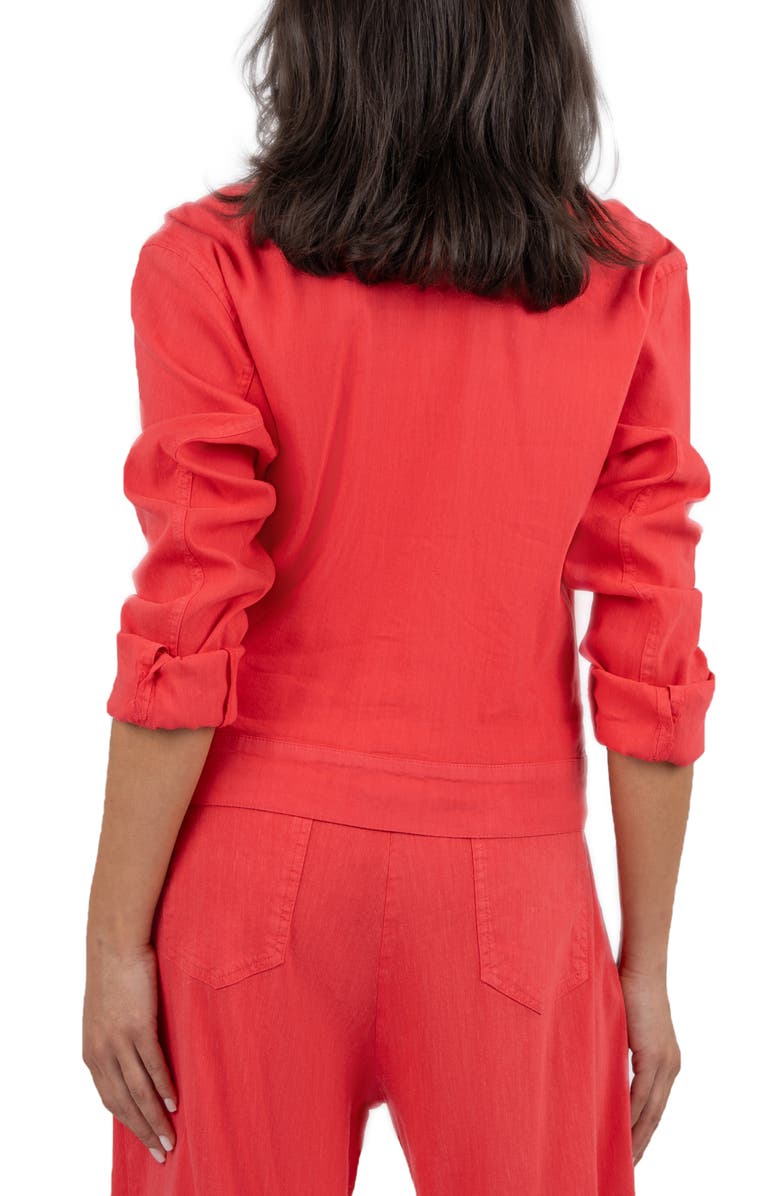 KUT from the Kloth Julia Linen Blend Trucker Jacket, Alternate, color, Watermelon