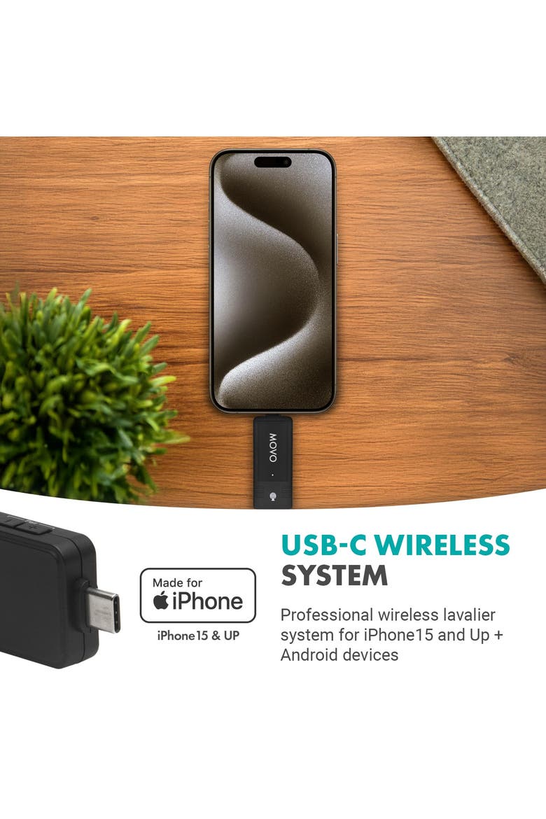 Wireless USB-C Microphone System for Android and iPhone 15 and Up, Alternate, color, Black