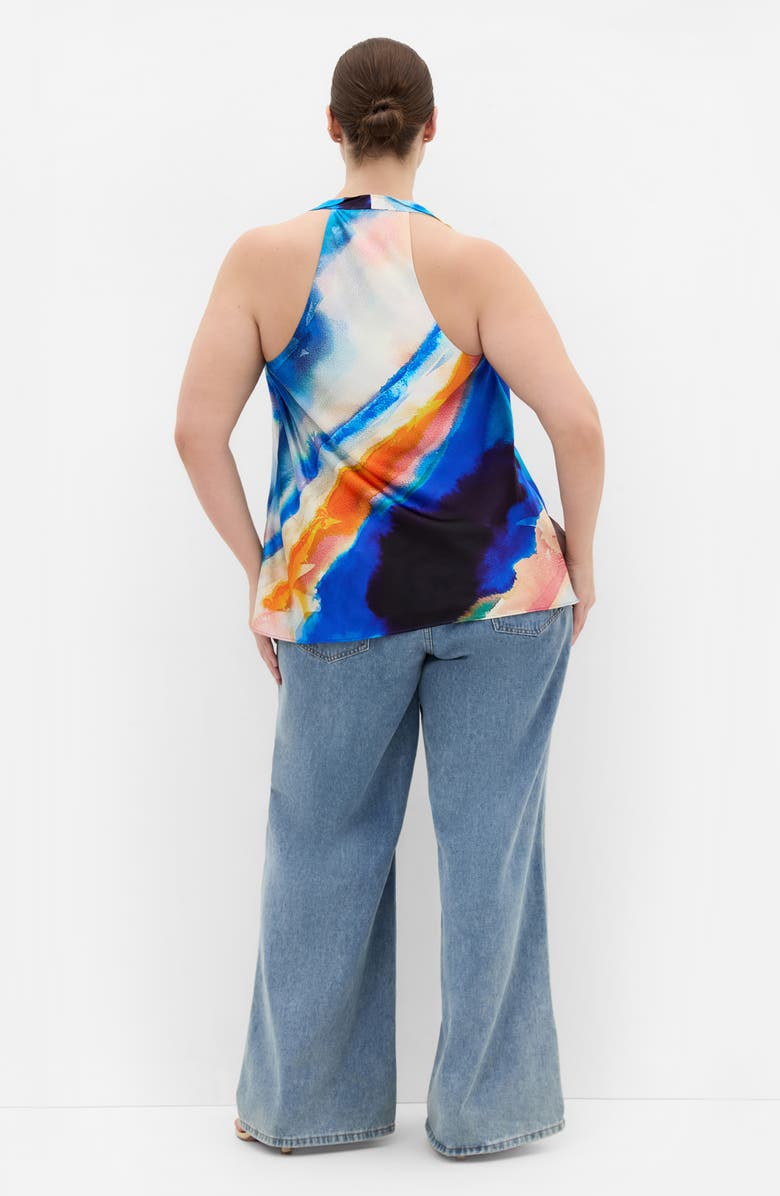 City Chic Print Cowl Neck Sleeveless Satin Top, Alternate, color,