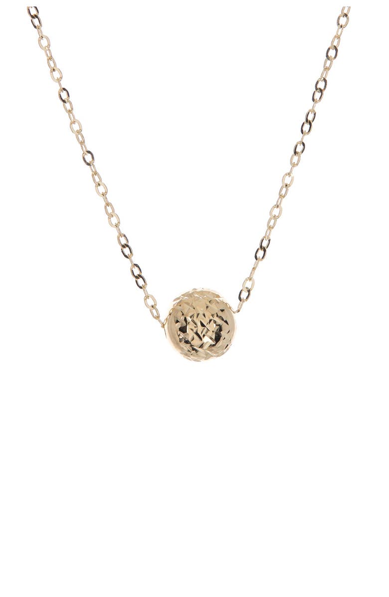 CANDELA JEWELRY 14K Yellow Gold Diamond Cut Ball Charm Necklace, Main, color,
