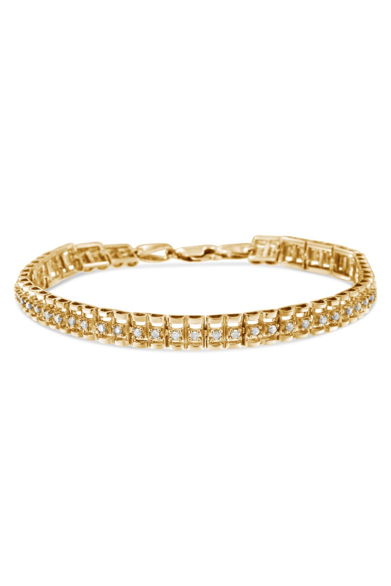 Silver 2.0 Cttw Diamond Double-Link Tennis Bracelet, Alternate, color, Yellow Gold over Silver