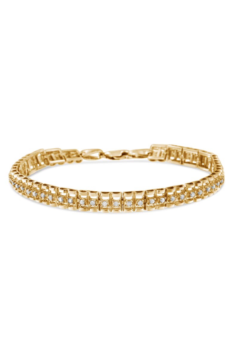 Haus of Brilliance Silver 2.0 Cttw Diamond Double-Link Tennis Bracelet, Alternate, color, Yellow Gold Over Silver