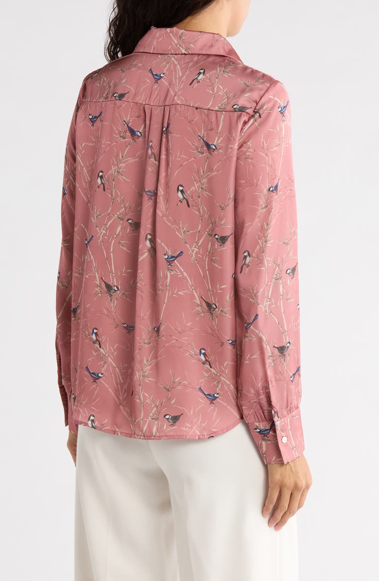 T Tahari Bird Print Long Sleeve Button-Up Shirt, Alternate, color, 