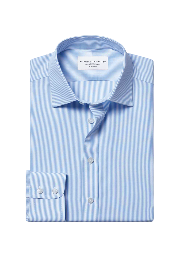 Non-Iron Bengal Stripe Shirt, Alternate, color, Sky Blue