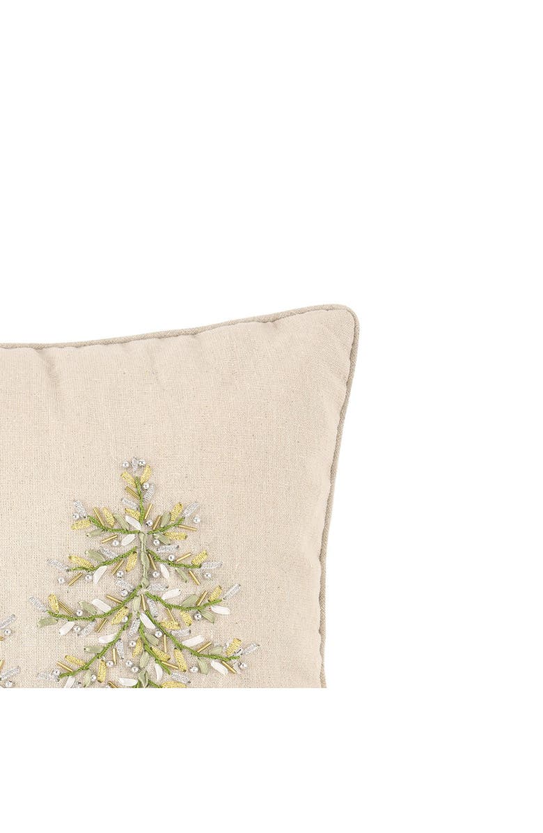 C&F Home Winter Garden Ribbon Art Tree Throw Pillow, 16" x 16", Alternate, color, Green