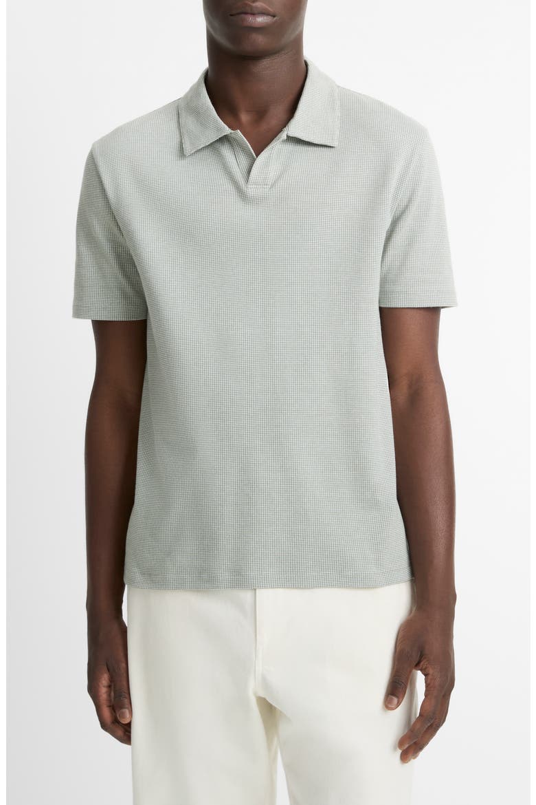 Johnny Collar Houndstooth Cotton Polo, Main, color, BROAD LEAF/ OPTIC WHITE