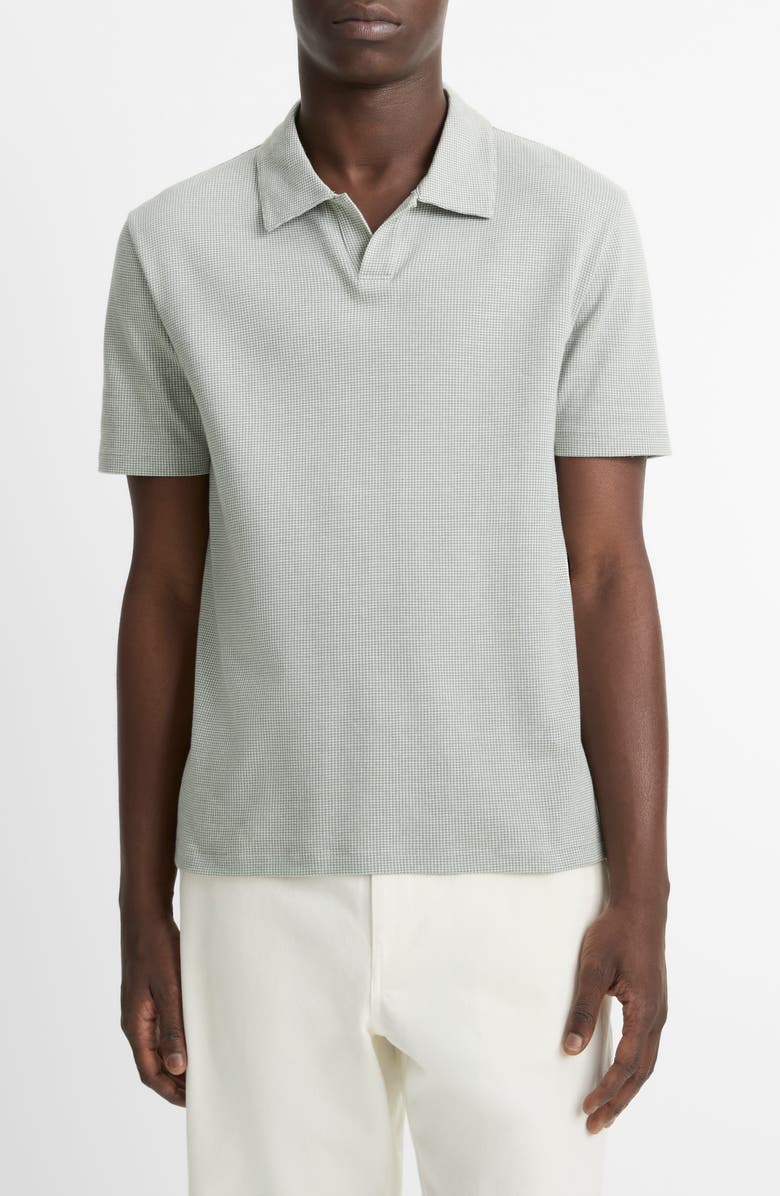 Vince Johnny Collar Houndstooth Cotton Polo, Main, color, Broad Leaf/ Optic White