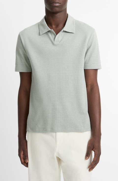 Johnny Collar Houndstooth Cotton Polo