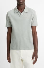 Vince Johnny Collar Houndstooth Cotton Polo
