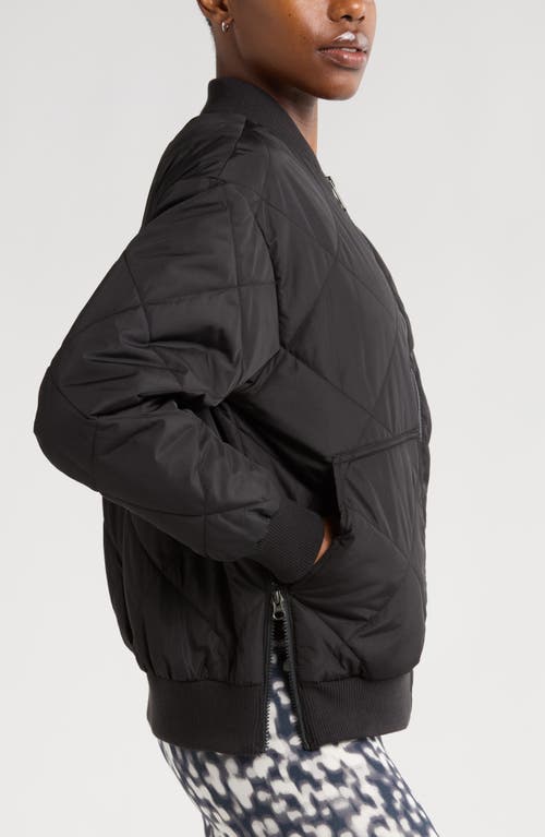 Zella Quilted Zip Bomber Jacket In Black