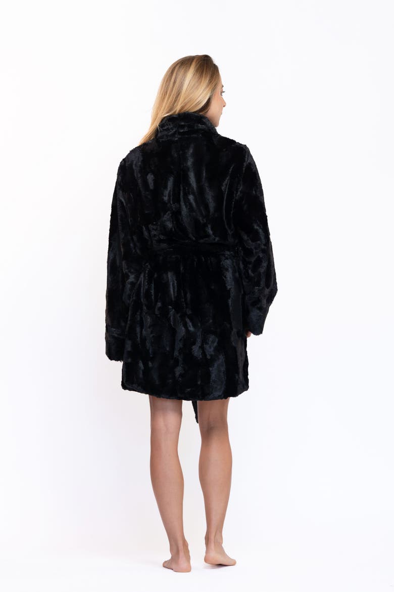 Ojai Faux Fur Robe, Alternate, color, Obsidian