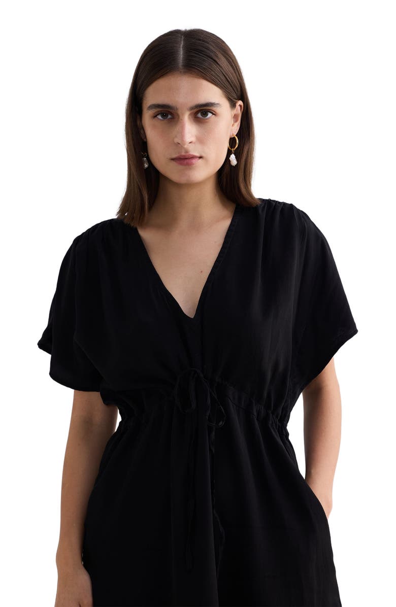 Reistor Short gathered Dress in Black, Alternate, color, Black