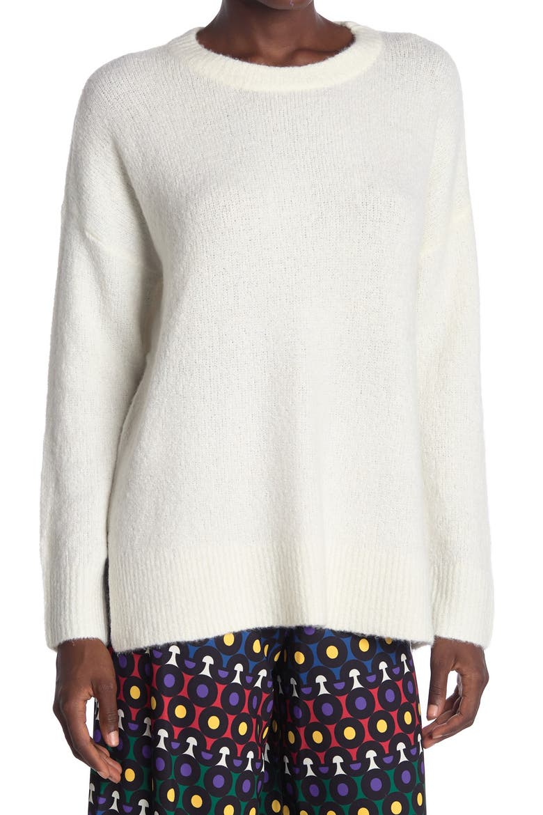 Denise Side Slits Pullover Sweater, Main, color, SOFT WHITE