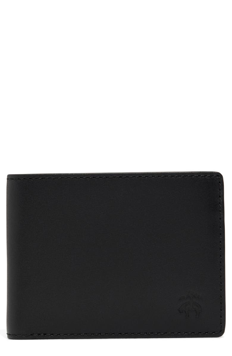 Brooks Brothers Slim Bifold Leather Wallet, Main, color, Black