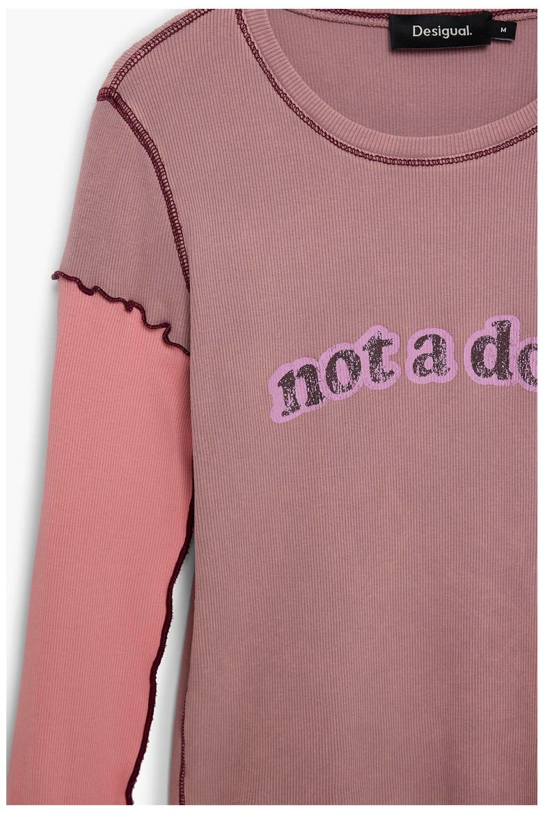 Not a Doll Graphic Long Sleeve Stretch Cotton Top, Alternate, color, PINK