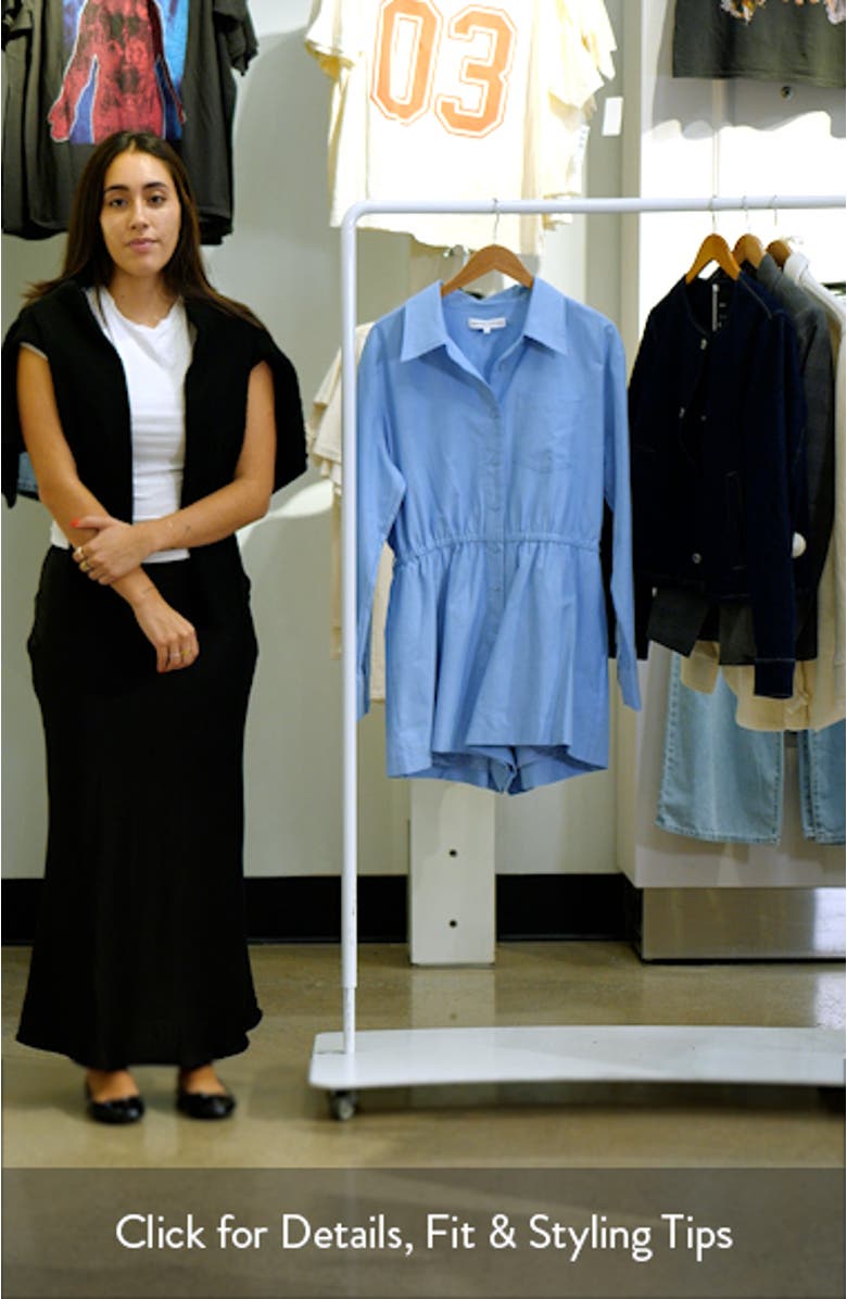 Long Sleeve Oxford Cotton Romper, sales video thumbnail