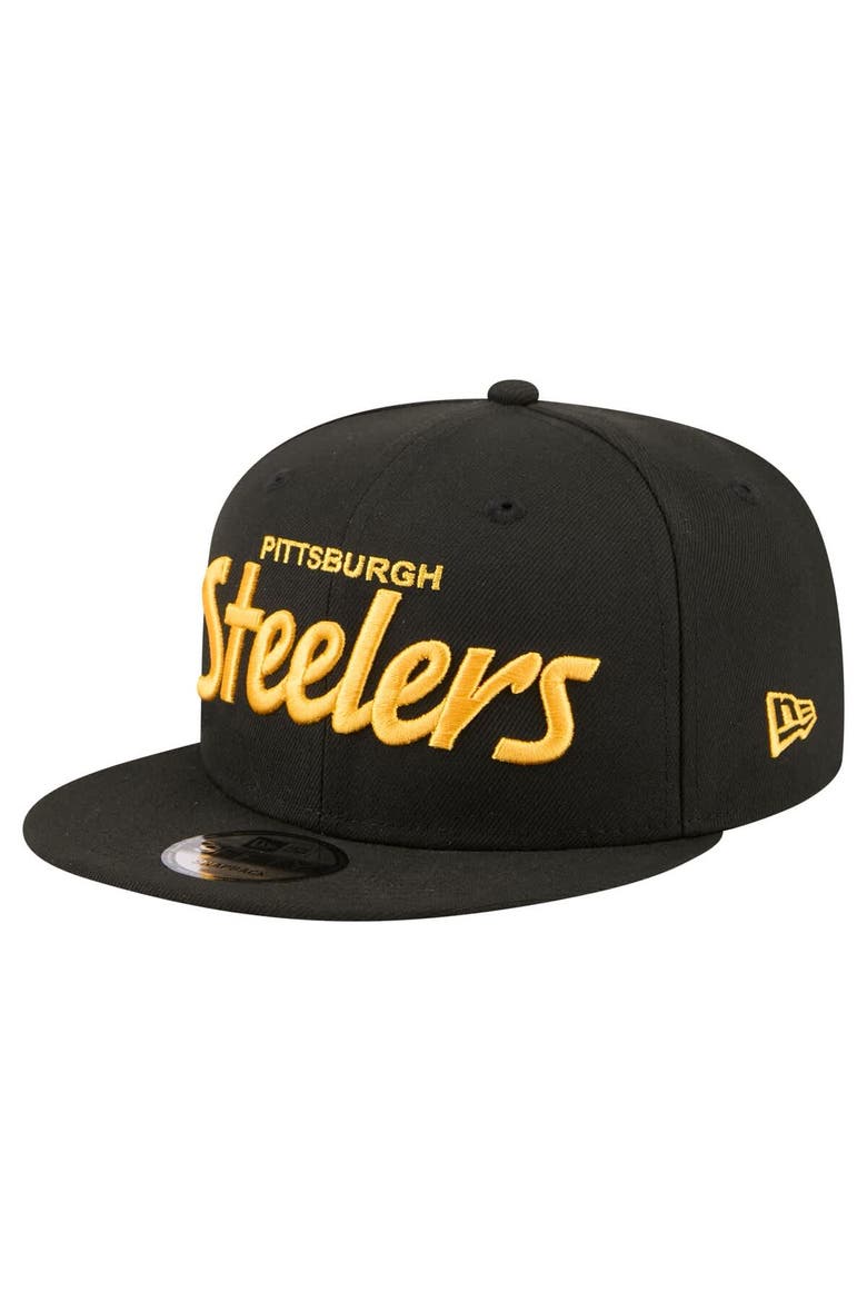 Men's New Era  Black Pittsburgh Steelers Core Team Script 9FIFTY Snapback Hat, Main, color, Black