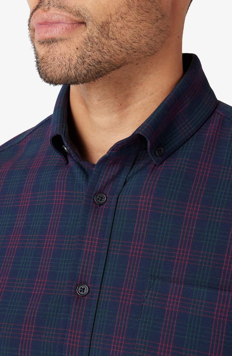 Mizzen+Main City Trim Fit Navy Broadway Plaid Flannel Button-Down Shirt, Alternate, color, 