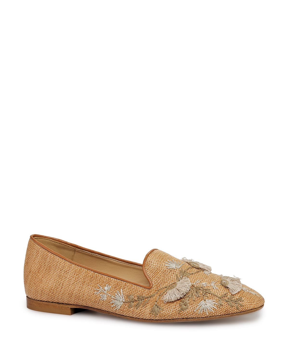 Flora Raffia Smoking Slipper, Alternate, color, Camel