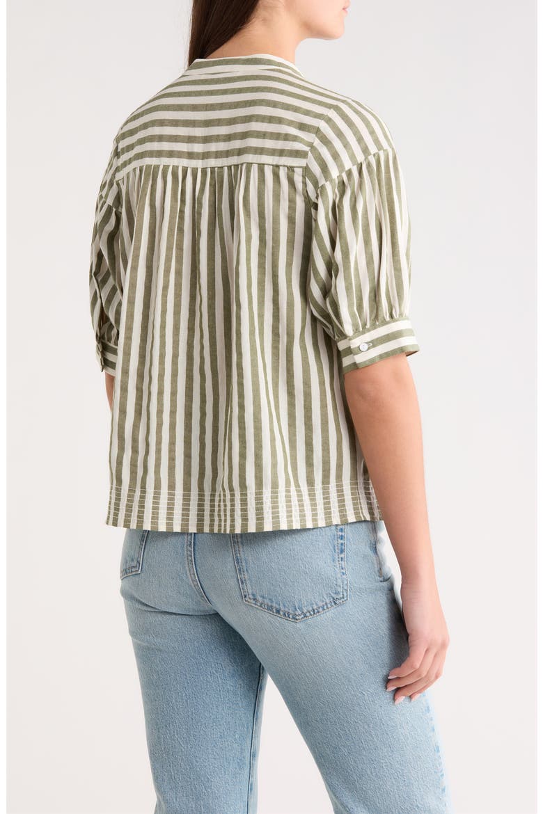 Catana Stripe Split Neck Top, Alternate, color, GREEN WHITE