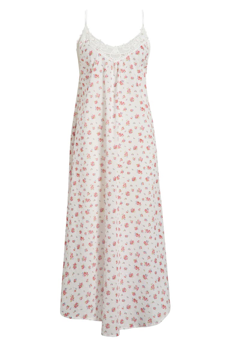 Swiss Dot Lace Trim Cotton Nightgown, Alternate, color, POSY FLORAL
