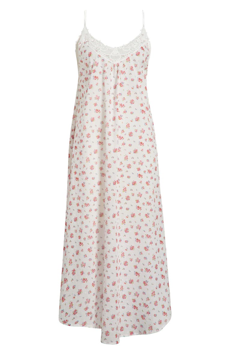 Papinelle Swiss Dot Lace Trim Cotton Nightgown, Alternate, color, Posy Floral