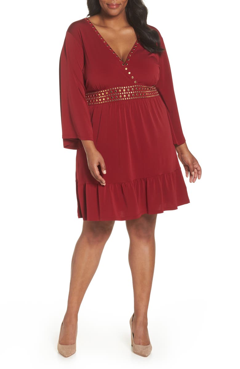 michael kors plus size cocktail dresses MICHAEL Michael Kors Studded V-Neck Dress