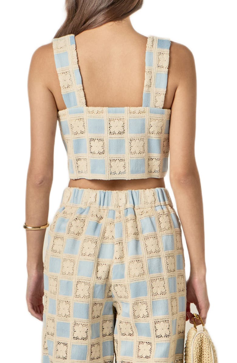 English Factory Crochet Inset Crop Top, Alternate, color, Powder Blue