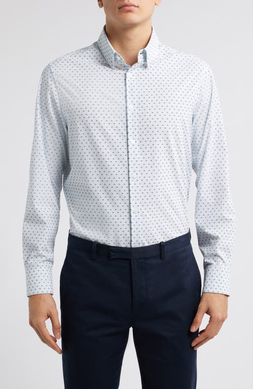 Mizzen + Main Mizzen+main Leeward Trim Fit Plaid Performance Button-up Shirt In Sky Dotted Leaf