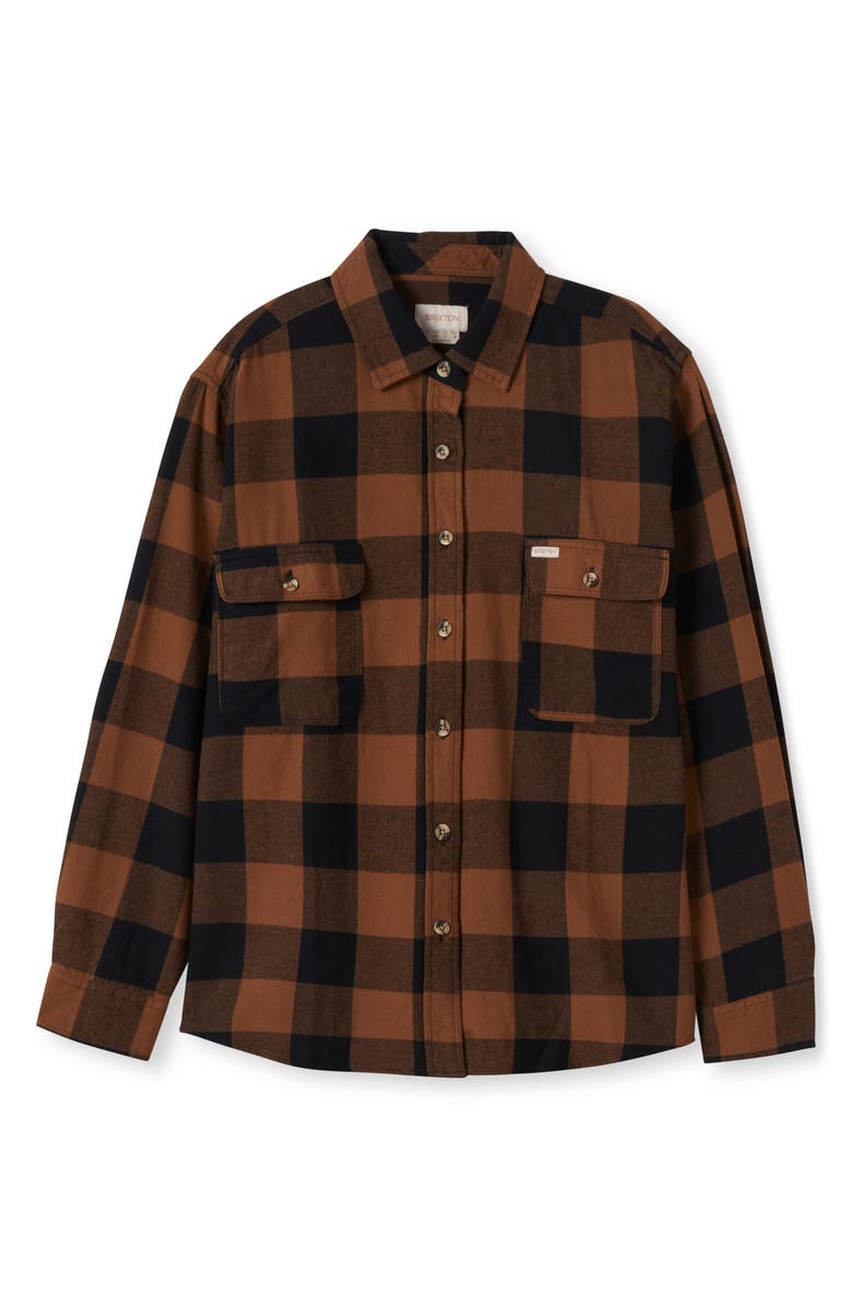 Brixton Bowery Plaid Cotton Flannel Shirt, Alternate, color,