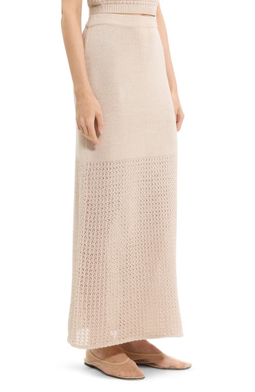 Theory Open Stitch Detail Cotton Maxi Sweater Skirt In Brown