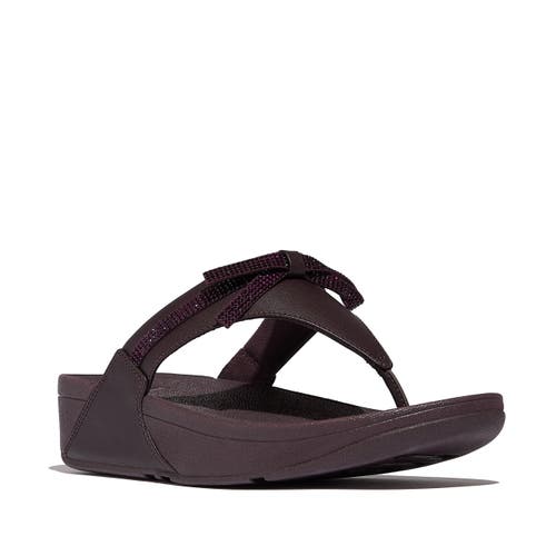 Fitflop Lulu Glitz Bow Leather Toe Post Sandals In Purple