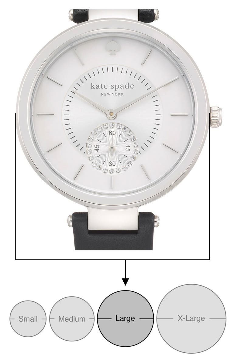 Kate Spade New York 'perry' crystal accent leather strap watch, 38mm, Alternate, color, 