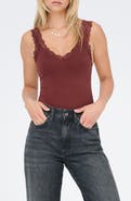 Only Free Lace Trim Sleeveless Top