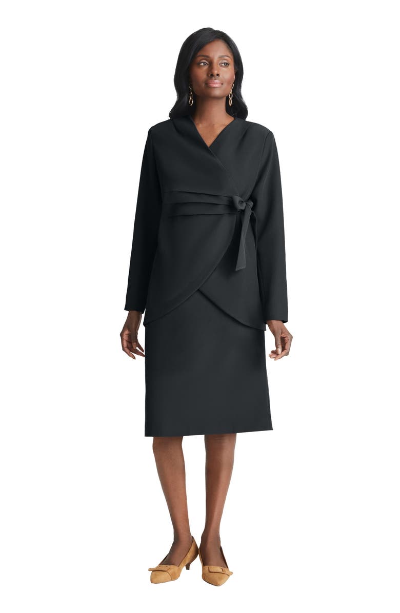 Jessica London 2-Piece Wrap Jacket Skirt Suit, Main, color, 