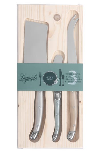 French Home 3-piece Faux Mother-of-pearl Assorted Cheese Knives In Silver Multi